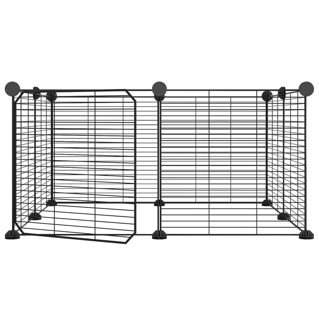 Vidaxl huisdierkooi met 8 panelen en deur, zwart 35x35 cm staal