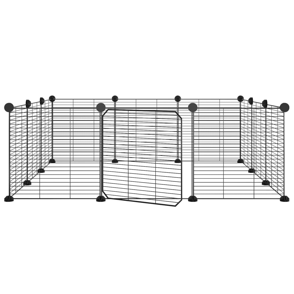 Vidaxl huisdierkooi met 12 panelen en deur, zwart 35x35 cm staal