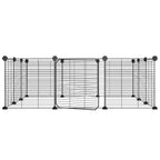 Vidaxl huisdierkooi met 12 panelen en deur, zwart 35x35 cm staal