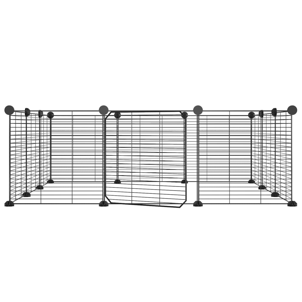 Vidaxl huisdierkooi met 12 panelen en deur, zwart 35x35 cm staal