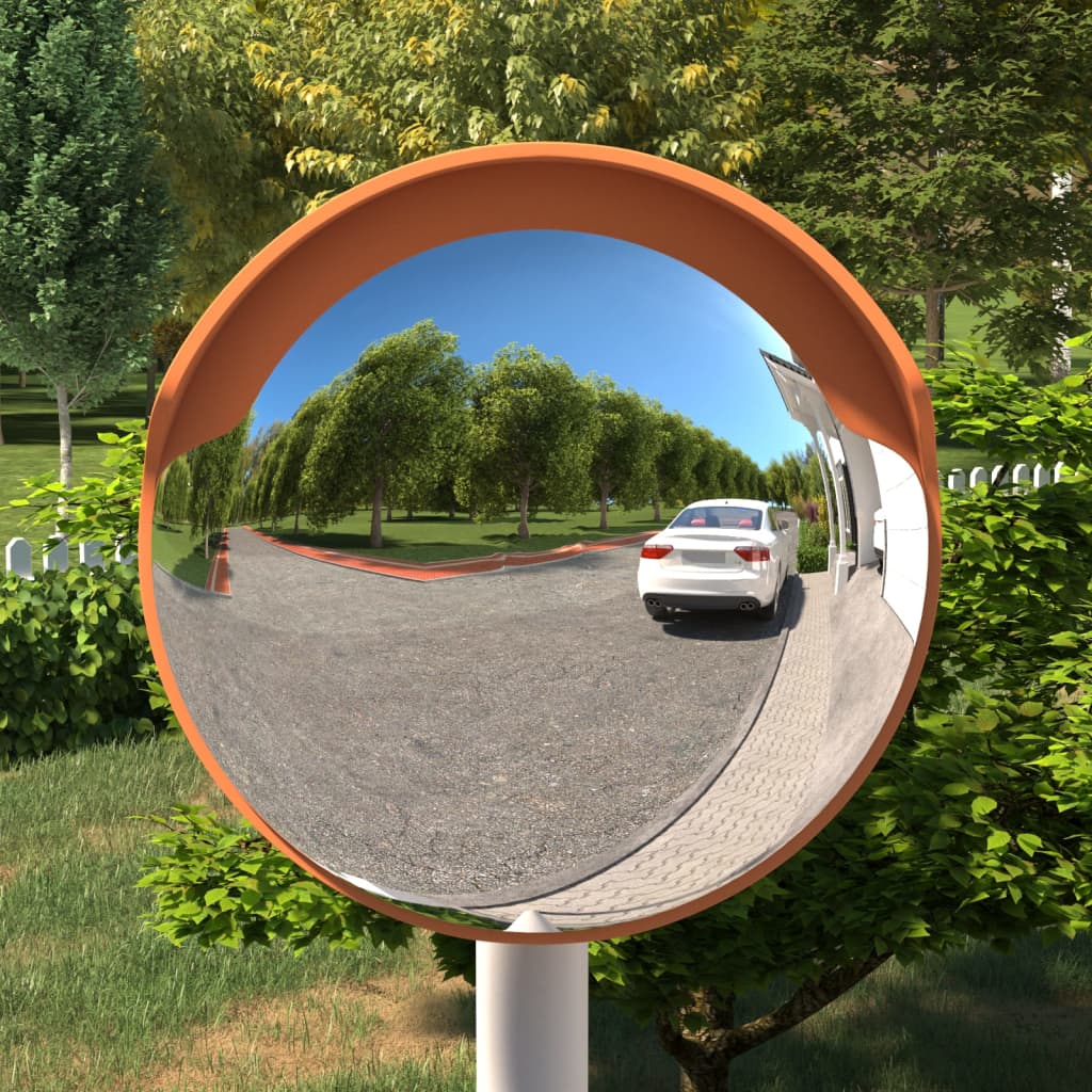 Vidaxl buiten convex verkeersspiegel oranje ø30 cm polycarbonaat