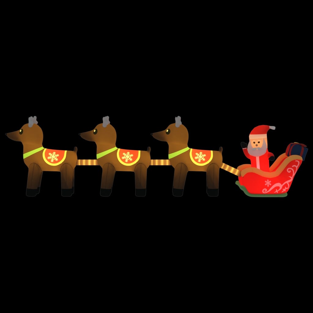 VidaXL Kerstdecoratie kerstman en rendieren opblaasbaar LED 138 cm