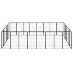 VidaXL Hondenkennel 28 panelen 50x100 cm gepoedercoat staal zwart