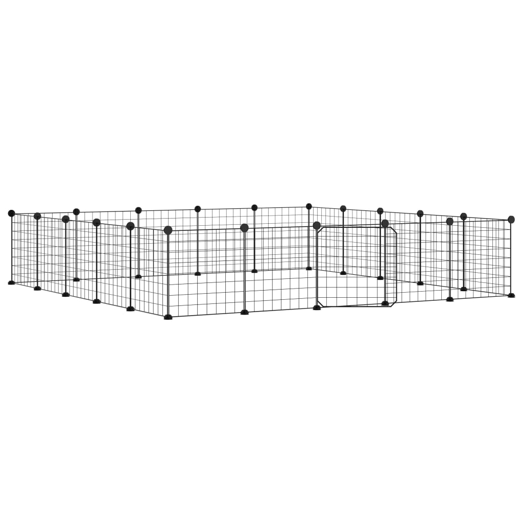 Vidaxl huisdierenkooi met deur 20 panelen 35x35 cm staal zwart