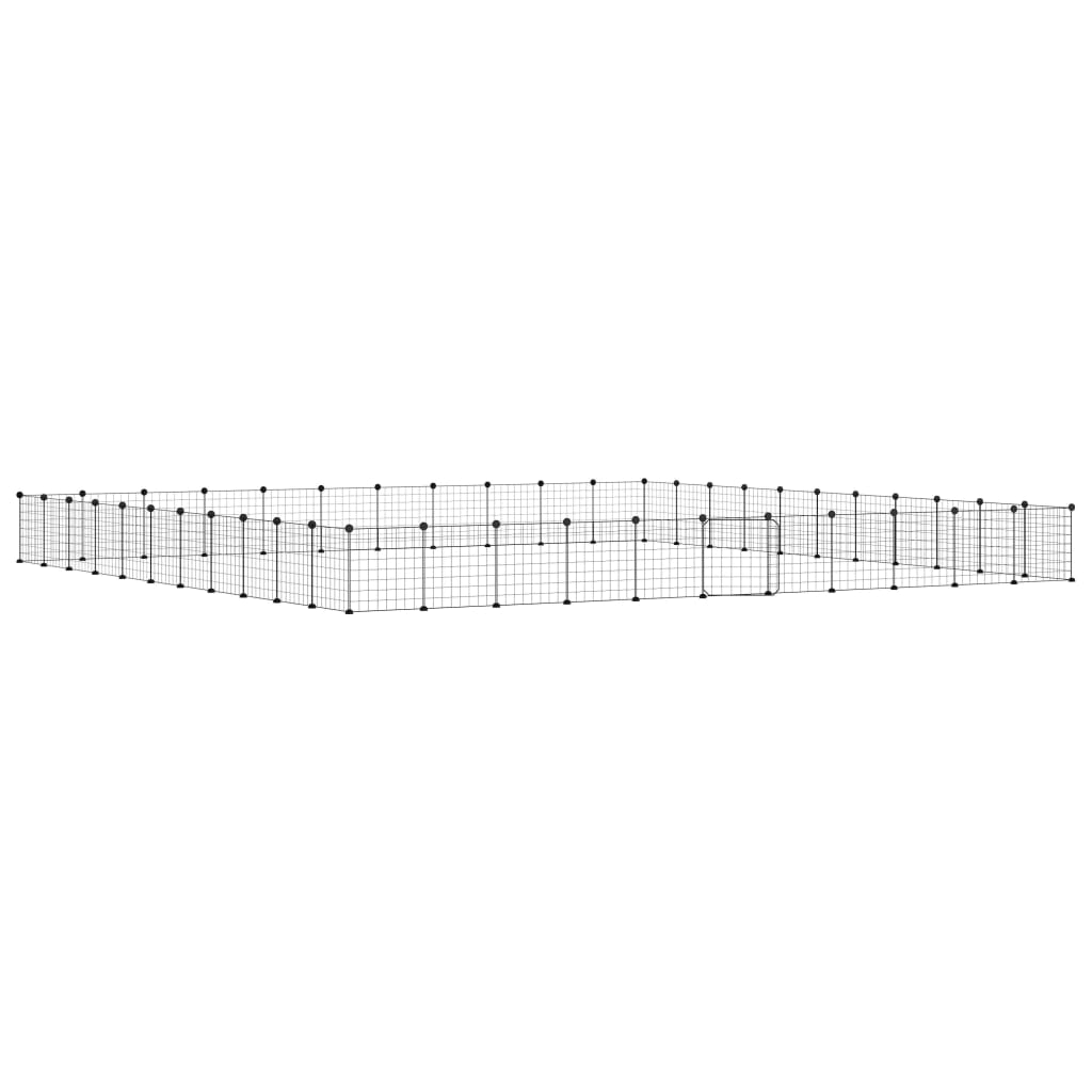 Vidaxl huisdierenkooi met deur 44 panelen 35x35 cm staal zwart
