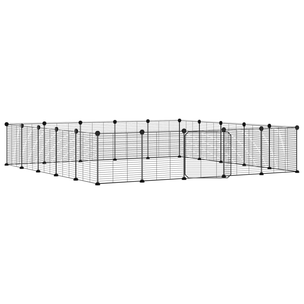 Vidaxl huisdierenkooi met deur 20 panelen 35x35 cm staal zwart