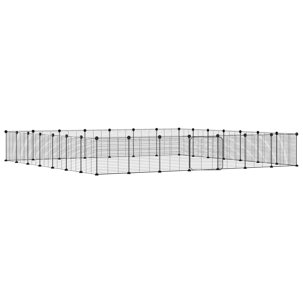 Vidaxl huisdierenkooi met deur 28 panelen 35x35 cm staal zwart