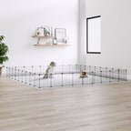 Vidaxl huisdierenkooi met deur 36 panelen 35x35 cm staal zwart