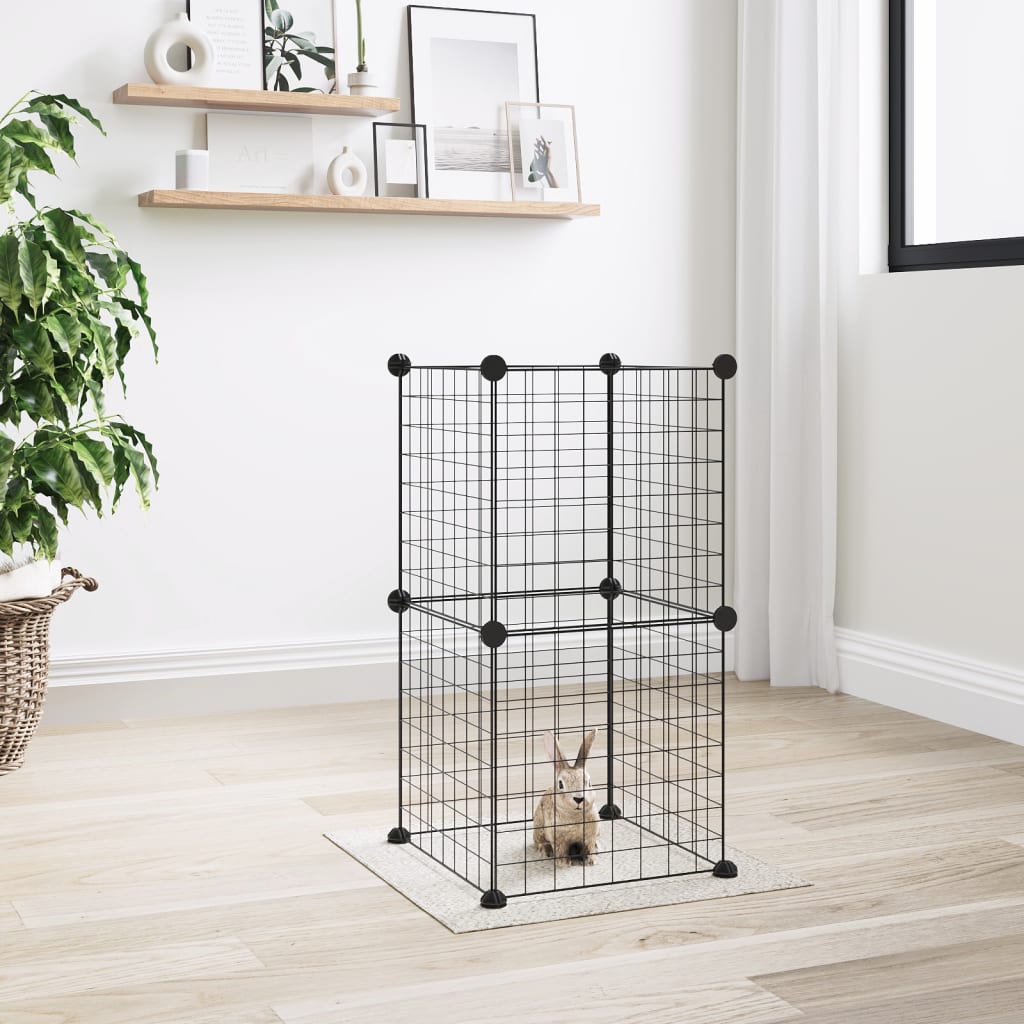 Vidaxl huisdierenkooi met 8 panelen 35x35 cm staal zwart