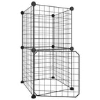 Vidaxl huisdierenkooi met deur 8 panelen 35x35 cm staal zwart
