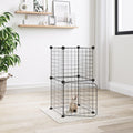Vidaxl huisdierenkooi met deur 8 panelen 35x35 cm staal zwart