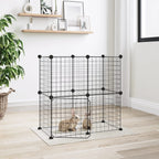 Vidaxl huisdierenkooi met deur 12 panelen 35x35 cm staal zwart