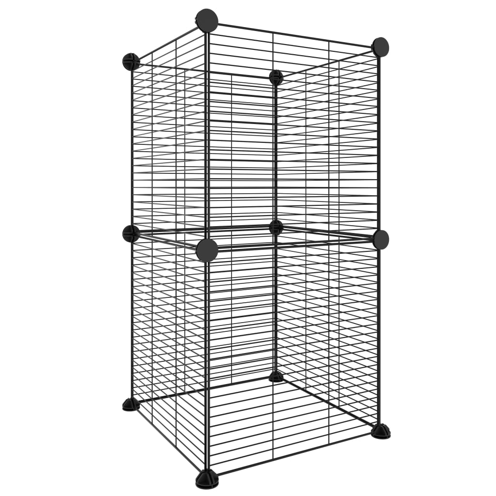 Vidaxl huisdierenkooi met 8 panelen 35x35 cm staal zwart