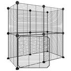 Vidaxl huisdierenkooi met deur 12 panelen 35x35 cm staal zwart