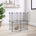 Vidaxl huisdierenkooi met deur 12 panelen 35x35 cm staal zwart