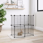 Vidaxl huisdierenkooi met deur 12 panelen 35x35 cm staal zwart