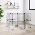 Vidaxl huisdierenkooi met deur 20 panelen 35x35 cm staal zwart
