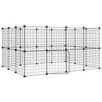 Vidaxl huisdierenkooi met deur 28 panelen 35x35 cm staal zwart