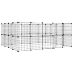 Vidaxl huisdierenkooi met deur 36 panelen 35x35 cm staal zwart