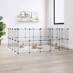 Vidaxl huisdierenkooi met deur 36 panelen 35x35 cm staal zwart