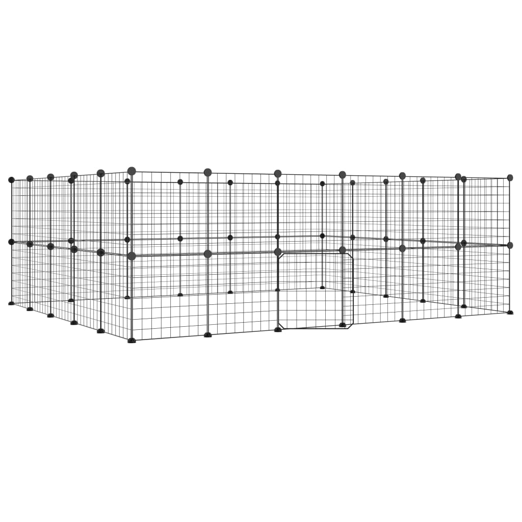 Vidaxl huisdierenkooi met deur 44 panelen 35x35 cm staal zwart