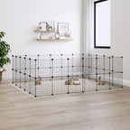 Vidaxl huisdierenkooi met deur 44 panelen 35x35 cm staal zwart