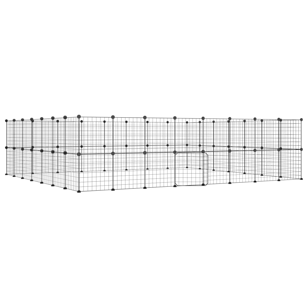 Vidaxl huisdierenkooi met deur 60 panelen 35x35 cm staal zwart
