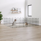 Vidaxl huisdierenkooi met deur 60 panelen 35x35 cm staal zwart
