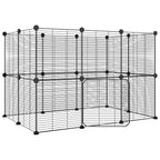 Vidaxl huisdierenkooi met deur 20 panelen 35x35 cm staal zwart