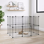 Vidaxl huisdierenkooi met deur 20 panelen 35x35 cm staal zwart