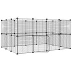Vidaxl huisdierenkooi met deur 28 panelen 35x35 cm staal zwart