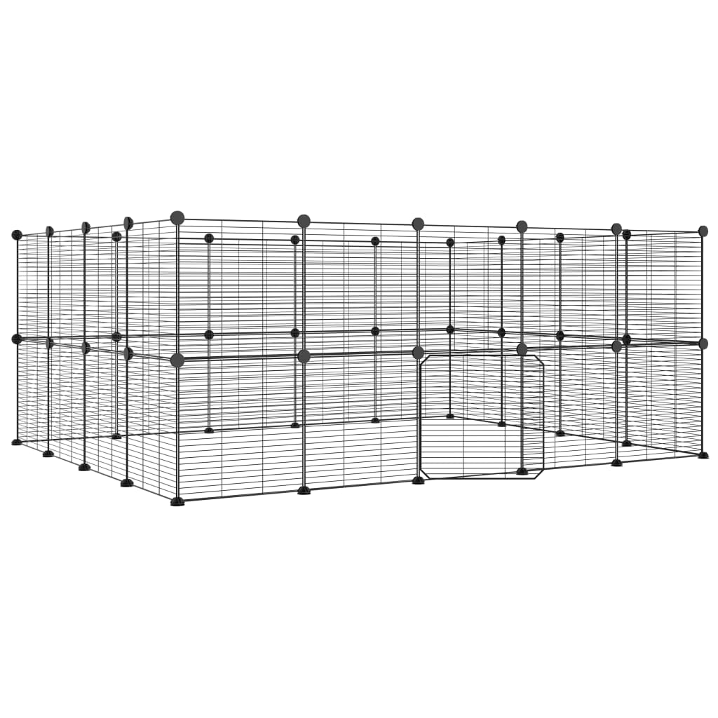 Vidaxl huisdierenkooi met deur 36 panelen 35x35 cm staal zwart