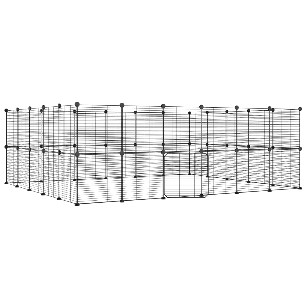 Vidaxl huisdierenkooi met deur 44 panelen 35x35 cm staal zwart