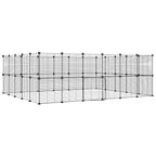 Vidaxl huisdierenkooi met deur 44 panelen 35x35 cm staal zwart