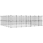 Vidaxl huisdierenkooi met deur 52 panelen 35x35 cm staal zwart