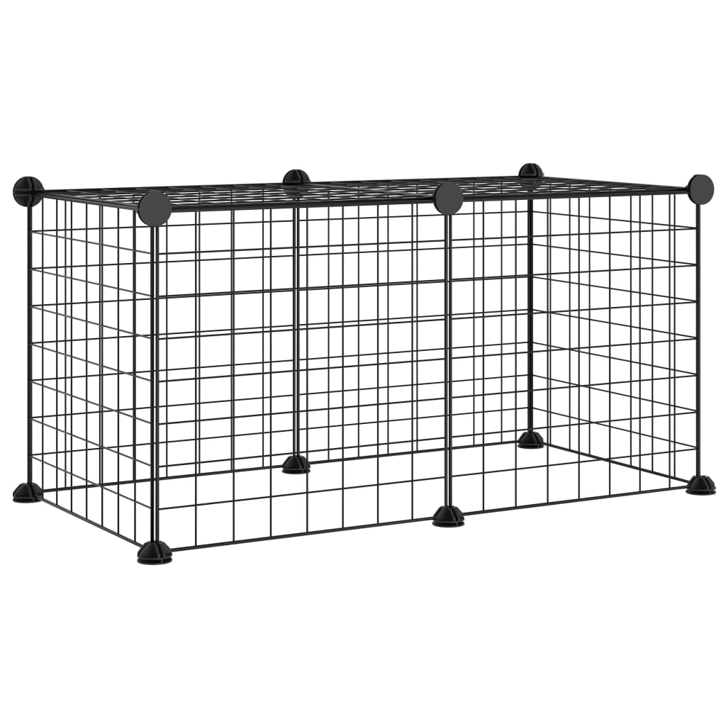 Vidaxl huisdierenkooi met 8 panelen 35x35 cm staal zwart