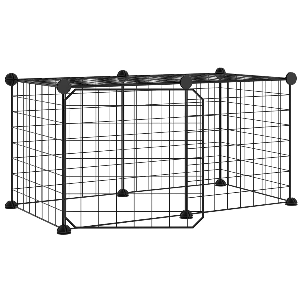 Vidaxl huisdierenkooi met deur 8 panelen 35x35 cm staal zwart