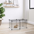 Vidaxl huisdierenkooi met deur 8 panelen 35x35 cm staal zwart