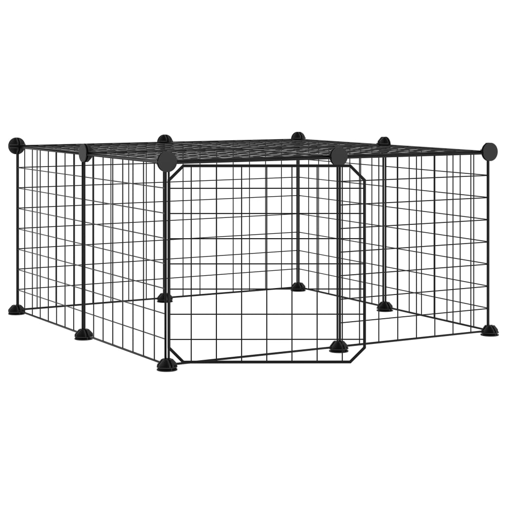 Vidaxl huisdierenkooi met deur 12 panelen 35x35 cm staal zwart