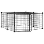 Vidaxl huisdierenkooi met deur 12 panelen 35x35 cm staal zwart