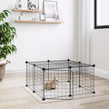 Vidaxl huisdierenkooi met deur 12 panelen 35x35 cm staal zwart