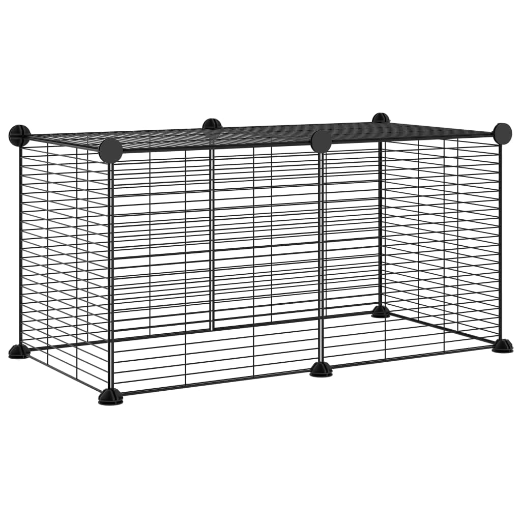 Vidaxl huisdierenkooi met 8 panelen 35x35 cm staal zwart
