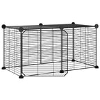 Vidaxl huisdierenkooi met deur 8 panelen 35x35 cm staal zwart