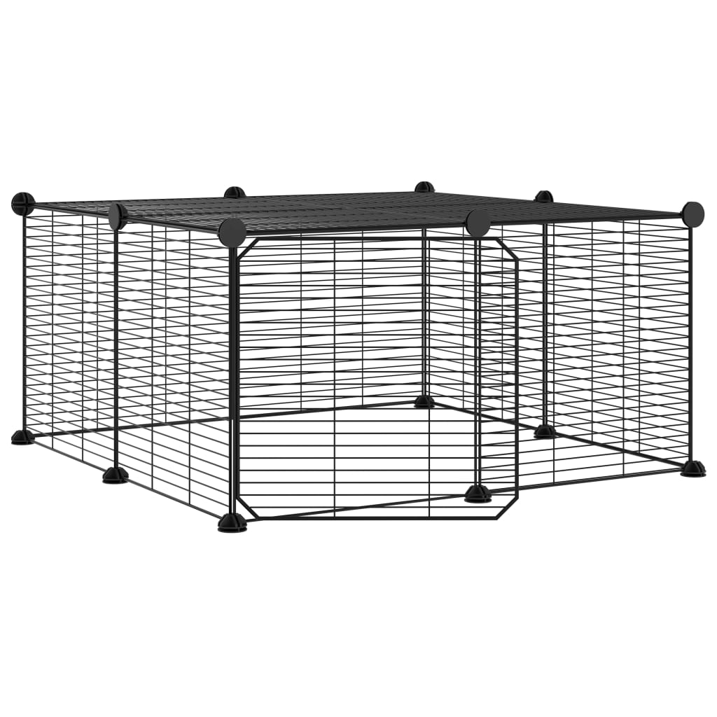 Vidaxl huisdierenkooi met deur 12 panelen 35x35 cm staal zwart