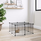 Vidaxl huisdierenkooi met deur 12 panelen 35x35 cm staal zwart