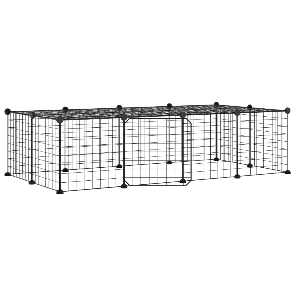 Vidaxl huisdierenkooi met deur 20 panelen 35x35 cm staal zwart