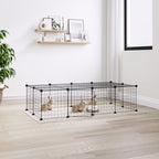 Vidaxl huisdierenkooi met deur 20 panelen 35x35 cm staal zwart