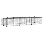 Vidaxl huisdierenkooi met deur 28 panelen 35x35 cm staal zwart