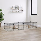 Vidaxl huisdierenkooi met deur 28 panelen 35x35 cm staal zwart