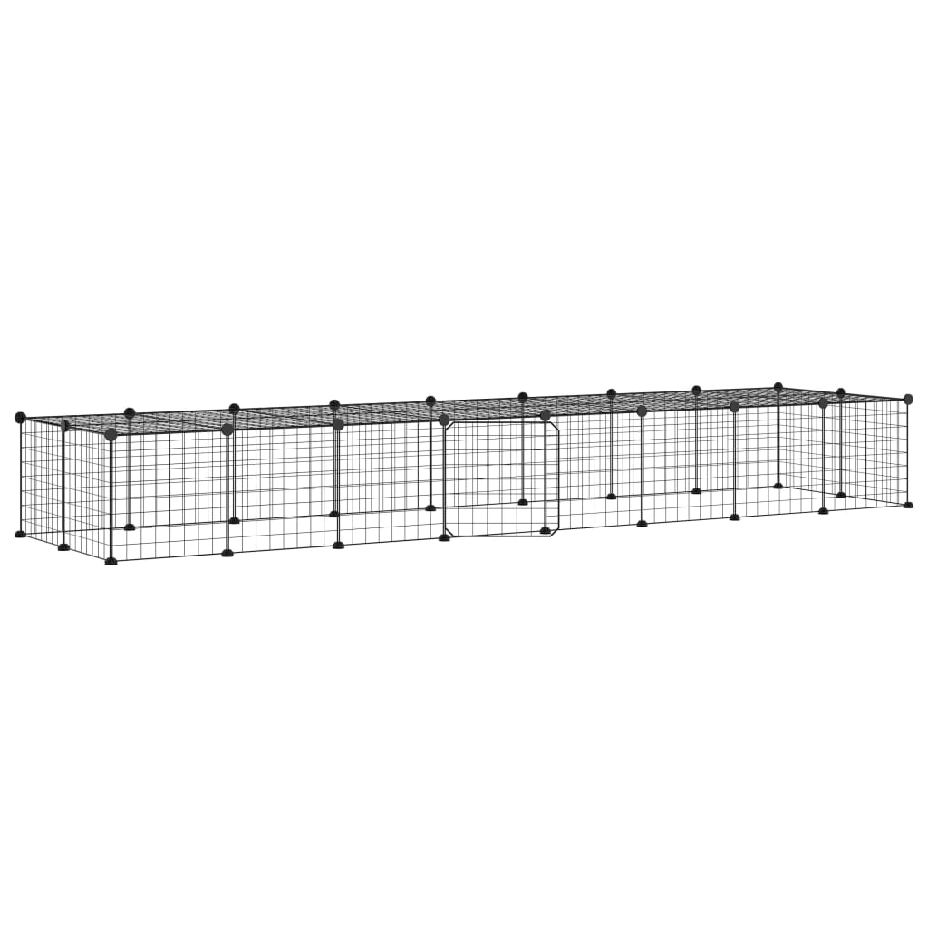 Vidaxl huisdierenkooi met deur 36 panelen 35x35 cm staal zwart
